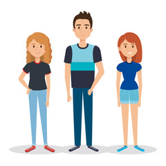 Sticker - group of young people avatars vector illustration design