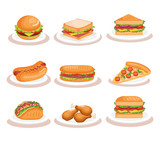 Fototapeta Łazienka - delicious fast food icons vector illustration design