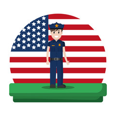 Wall Mural - policeman with uniform and usa flag nation