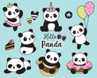 Vector illustration of cute baby panda set.
