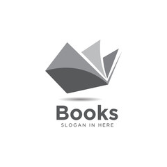 Wall Mural - simple modern black white book open logo and icon