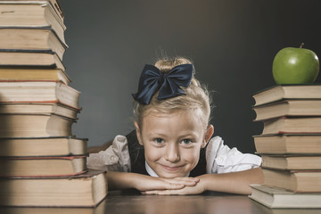 old photo of back to school, september. your school girl