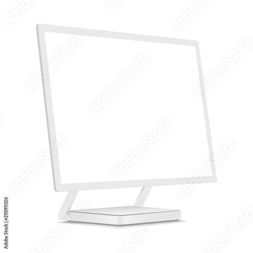 Fényképezés White monitor mock up with perspective 3/4 left view