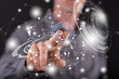 © thodonal - Man touching a virtual technology concept