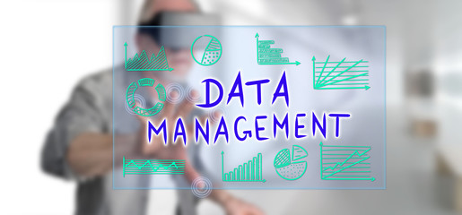 Wall Mural - man touching a data management concept