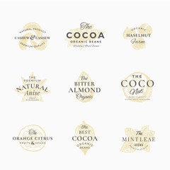 Wall Mural - premium qualituy spices, nuts and fruits labels set. abstract vector signs, symbols or logo template