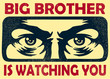 Vintage big brother watching you spying eyes surveillance and personal data privacy violation concept vector illustration