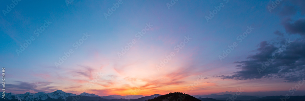 Sunset sky above mountains - obrazy, fototapety, plakaty 