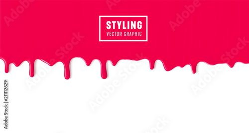Fotografía Dripping paint, liquid flowing down red texture on white background