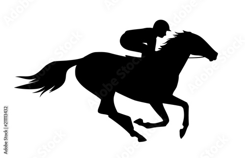 Cuadros en Lienzo Vector illustration of race horse with jockey