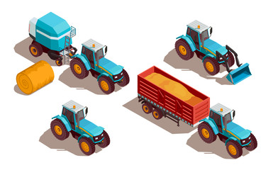 Wall Mural - Agricultural Machines Isometric Composition