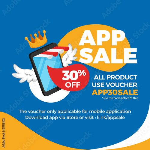 Smartphone With Striped Store Awning And Wings For E Commerce