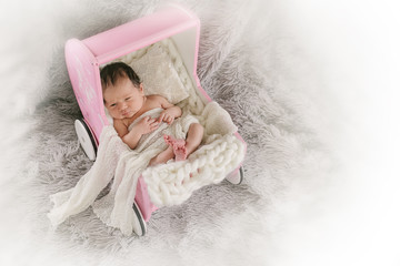 studio portrait of newborn baby girl, newborn photography