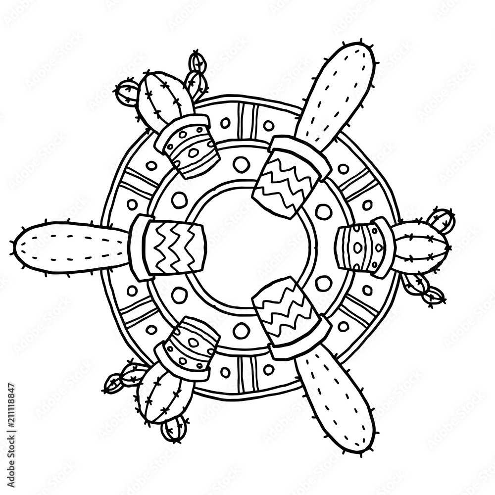 Mandala Kaktus Stock Vector | Adobe Stock