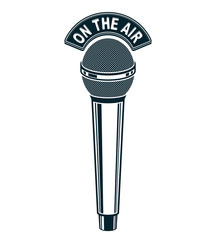 Wall Mural - 3d microphone vector illustration isolated on white. Radio broadcasting concept. On the air.