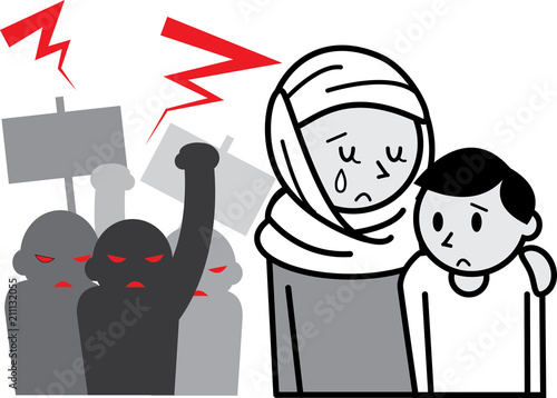 差別をうけるイスラム教徒の母子 Stock イラスト Adobe Stock