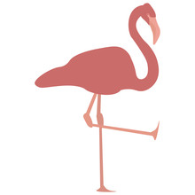 Vector Image Of A Pink Flamingo Standing On One Leg With The Other Leg Up In The Air. Each Body Part Is On A Separate Layer.