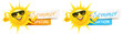 Cartoon Sonne mit Sonnenbrille und Banner - Sommer Aktion, Special Set