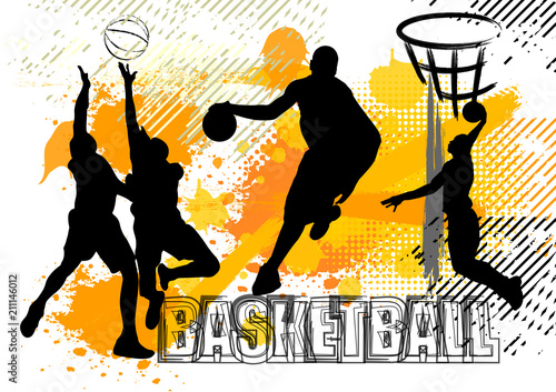 Fotografie, Obraz  basketball player team on white grunge background