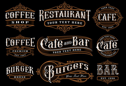 set of vintage lettering illustration for the catering.