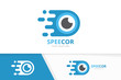 Vector fast eye logo combination. Speed optic symbol or icon. Unique vision and quick logotype design template.