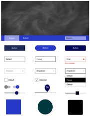 Naklejka na meble Dark BLUE vector ui kit with clouds & stars.
