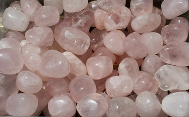 tumbled Rose Quartz gem stone as mineral rock