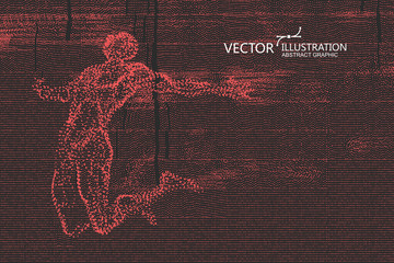 Wall Mural - Jumping man, a lot of points are made up, vector illustration.