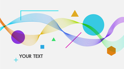 Wall Mural - abstract background with dynamic linear waves.for space text colorful vector illustration in flat mi