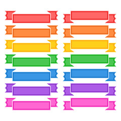Wall Mural - Set of flat isolated colored ribbons and banners on a white background. Simple flat vector illustration. With place for text. Suitable for infographics, design, advertising, festivals, labels.