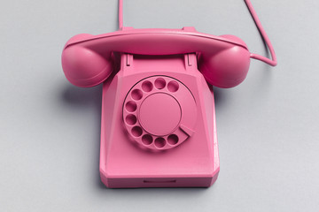 Wall Mural - vintage phone on color background