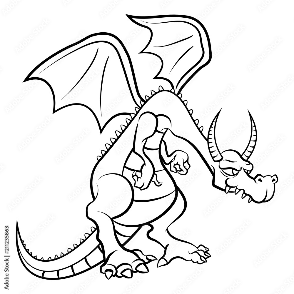 The Dragon Coloring Book Cartoon Vector Stock Vector | Adobe Stock