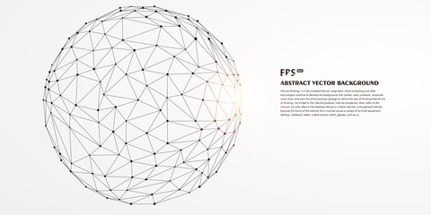 Low polygon mesh sphere, high tech vector background illustration