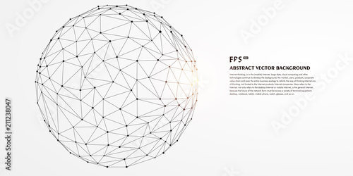 Fotografía Low polygon mesh sphere, high tech vector background illustration