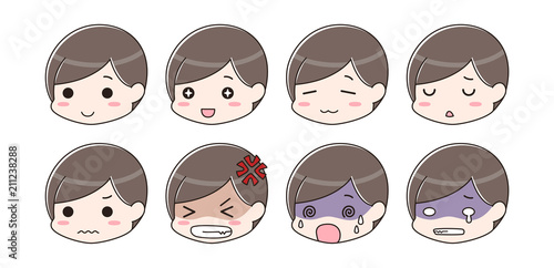 喜怒哀楽 表情セット 男性 Stock Vector Adobe Stock