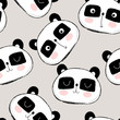 Seamless pattern with cute panda face