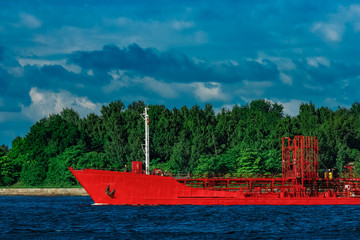 Wall Mural - Red tanker ship