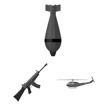 Army And Armament Monochrome Icons In Set Collection For Design. Weapons And Equipment Vector Symbol Stock Web Illustration.