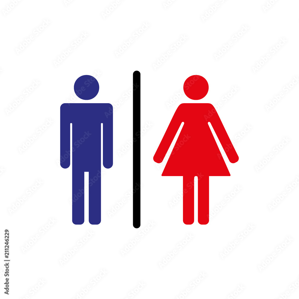 Man and lady toilet icon, isolated. Flat design. Male and female symbol set  logo. Vector illustration Stock Vector | Adobe Stock, image size:1000x1000