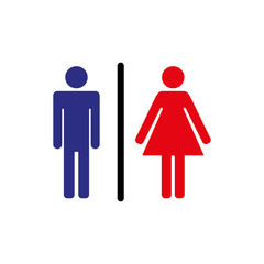 Man and lady toilet icon, isolated. Flat design. Male and female symbol set logo. Vector illustration