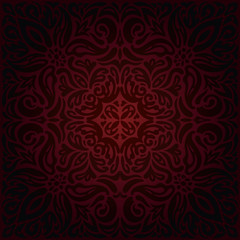  Dark red brown floral wallpaper seamless vector decorative design background in vintage style mandala