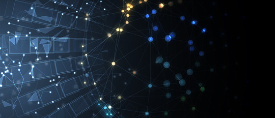 Neural network concept. Connected cells with links. High technology process. Abstract background