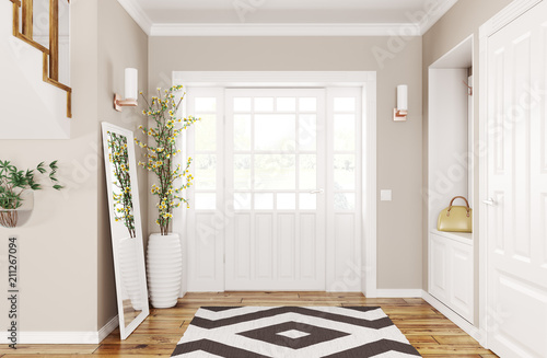Fotografía Interior of modern hall 3d rendering