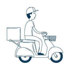 Wall Mural - delivery worker in motorcycle avatar character vector illustration design