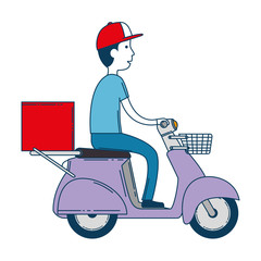 Wall Mural - delivery worker in motorcycle avatar character vector illustration design