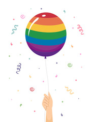 Sticker - Hand Balloon Celebrate LGBT Illustration