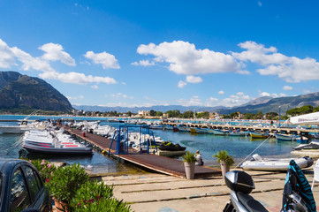 View of the fishing port of the town of Mondello