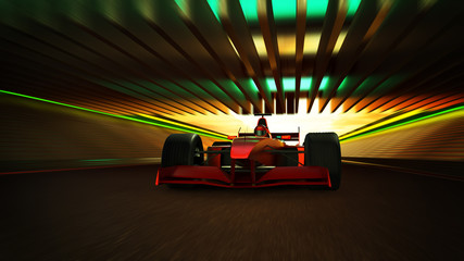 Wall Mural - Sport racing car fast driving to achieve the champion dreame , motion blur effect apply . 3D rendering and mixed media composition .