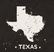 Texas grunge map on black background. Retro distressed illustration with state map.