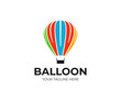 Hot air balloon logo template. Ballooning vector design. Air balloon ride logotype
